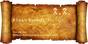 Klein Kornél névjegykártya